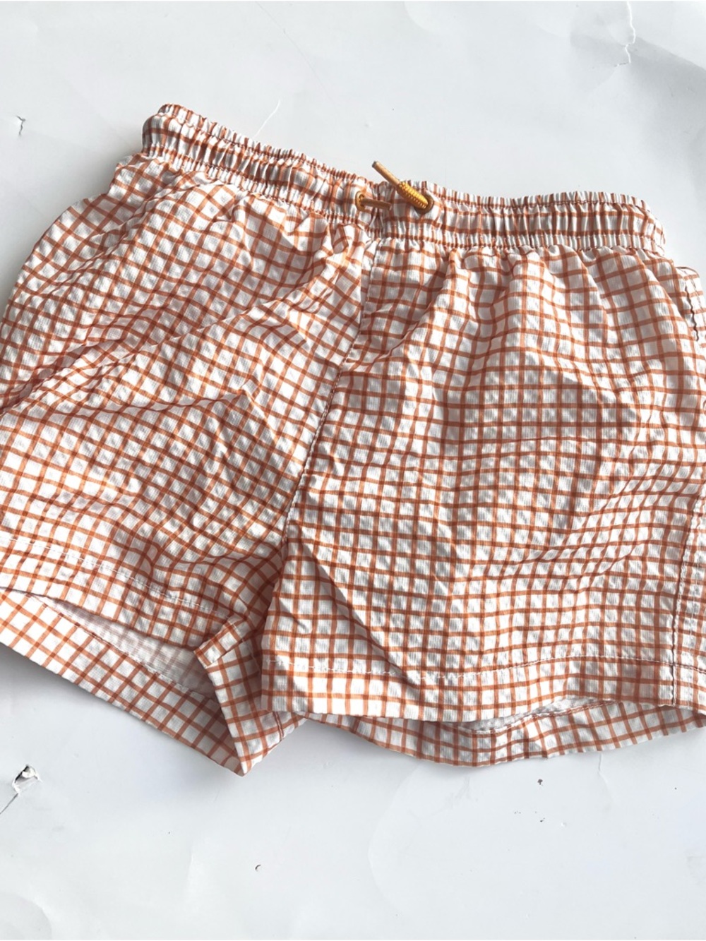 Zara Orange and White Check Swim Trunks